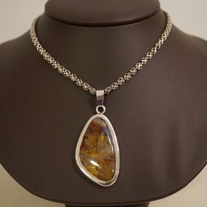 925 Silver & Genuine Pietersite Pendant & HM Chain
